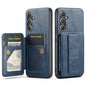 Pour Samsung Galaxy A34 5G Étui en cuir de vachette ciré Fierre Shann avec porte-cartes (bleu)
