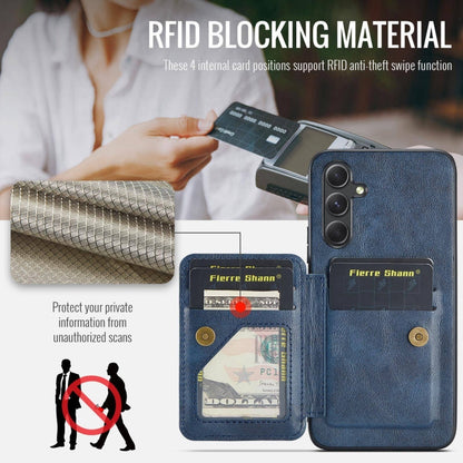 Pour Samsung Galaxy A34 5G Étui en cuir de vachette ciré Fierre Shann avec porte-cartes (bleu)