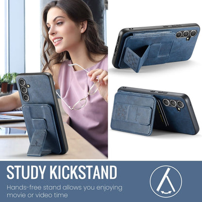 Pour Samsung Galaxy A34 5G Étui en cuir de vachette ciré Fierre Shann avec porte-cartes (bleu)