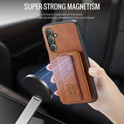 For Samsung Galaxy A34 5G Fierre Shann Oil Wax Cow Leather Card Holder Back Phone Case(Brown)