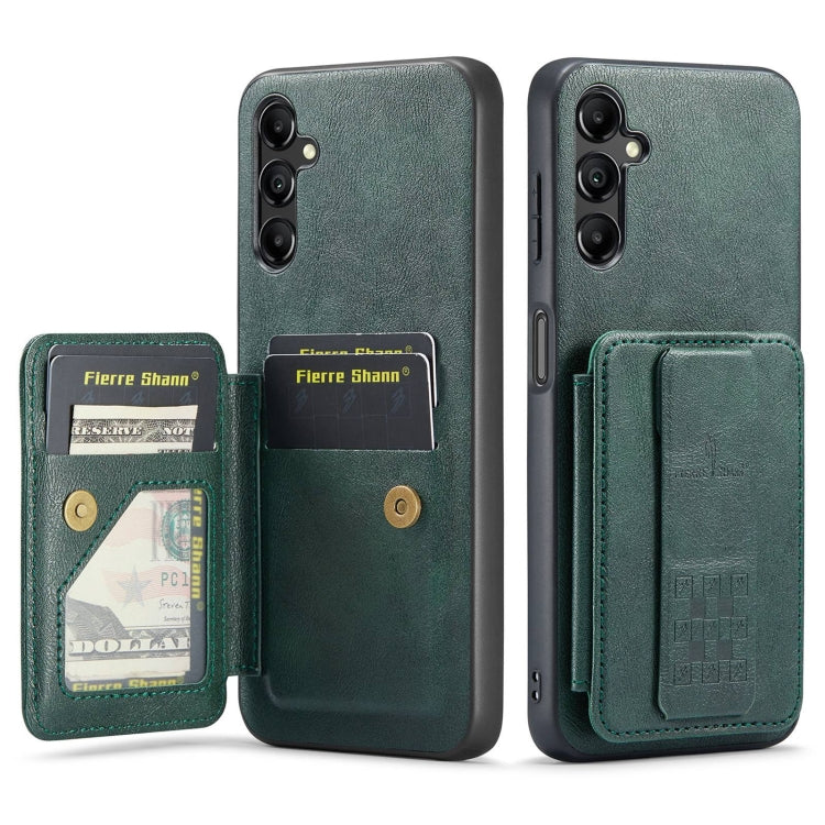 Pour Samsung Galaxy A35 5G, étui portefeuille Fierre Shann en cuir de vachette huilé (vert)