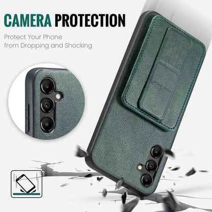 Pour Samsung Galaxy A35 5G, étui portefeuille Fierre Shann en cuir de vachette huilé (vert)