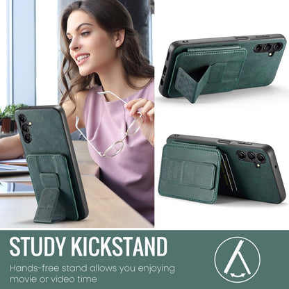 Pour Samsung Galaxy A35 5G, étui portefeuille Fierre Shann en cuir de vachette huilé (vert)