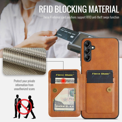 For Samsung Galaxy A35 5G Fierre Shann Oil Wax Cow Leather Card Holder Back Phone Case(Brown)