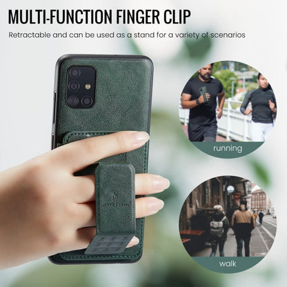 Pour Samsung Galaxy A51 4G Fierre Shann Étui de téléphone arrière en cuir de vachette ciré avec porte-cartes (vert)
