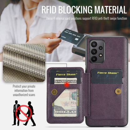 For Samsung Galaxy A52 5G/4G Fierre Shann Oil Wax Cow Leather Card Holder Back Phone Case(Purple)