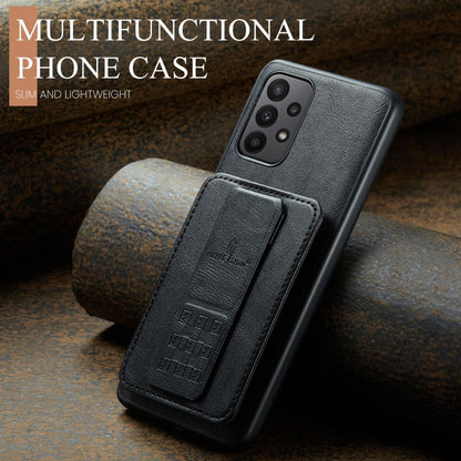 For Samsung Galaxy A53 5G Fierre Shann Oil Wax Cow Leather Card Holder Back Phone Case(Black)