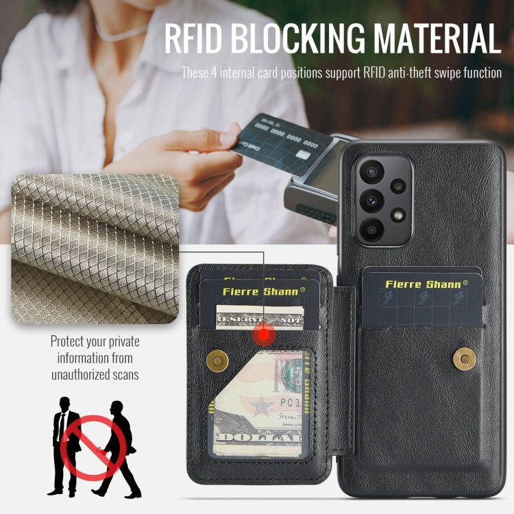 For Samsung Galaxy A53 5G Fierre Shann Oil Wax Cow Leather Card Holder Back Phone Case(Black)