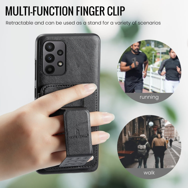 For Samsung Galaxy A53 5G Fierre Shann Oil Wax Cow Leather Card Holder Back Phone Case(Black)