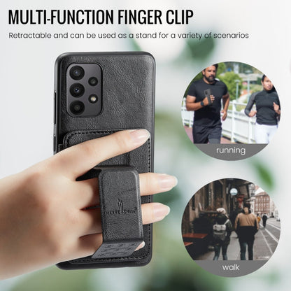 For Samsung Galaxy A53 5G Fierre Shann Oil Wax Cow Leather Card Holder Back Phone Case(Black)