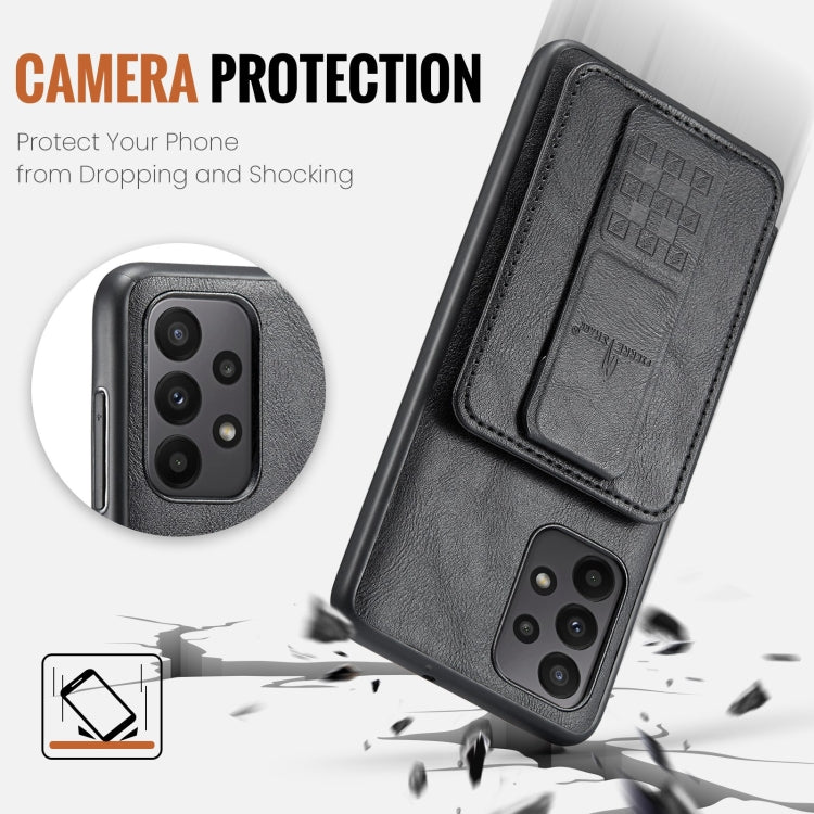 For Samsung Galaxy A53 5G Fierre Shann Oil Wax Cow Leather Card Holder Back Phone Case(Black)