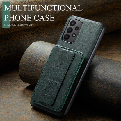 For Samsung Galaxy A53 5G Fierre Shann Oil Wax Cow Leather Card Holder Back Phone Case(Green)