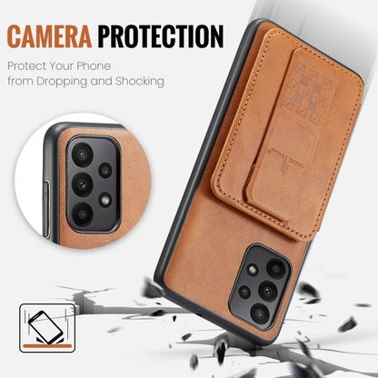 For Samsung Galaxy A53 5G Fierre Shann Oil Wax Cow Leather Card Holder Back Phone Case(Brown)