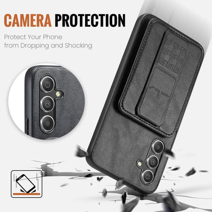 For Samsung Galaxy A54 5G Fierre Shann Oil Wax Cow Leather Card Holder Back Phone Case(Black)