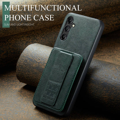 Pour Samsung Galaxy A55 5G Fierre Shann Étui de téléphone arrière en cuir de vachette ciré avec porte-cartes (vert)