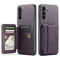 For Samsung Galaxy A55 5G Fierre Shann Oil Wax Cow Leather Card Holder Back Phone Case(Purple)