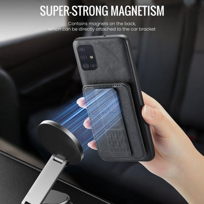 Pour Samsung Galaxy A71 4G Étui de téléphone arrière Fierre Shann en cuir de vachette ciré avec porte-cartes (Noir)