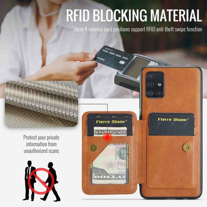 For Samsung Galaxy A71 4G Fierre Shann Oil Wax Cow Leather Card Holder Back Phone Case(Brown)