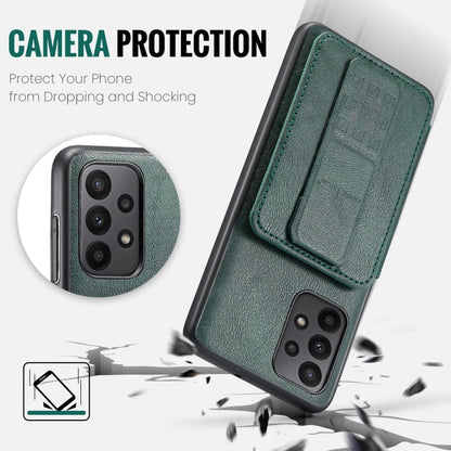 Pour Samsung Galaxy A73, étui portefeuille en cuir de vachette huilé Fierre Shann (vert)