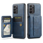 For Samsung Galaxy A73 Fierre Shann Oil Wax Cow Leather Card Holder Back Phone Case(Blue)