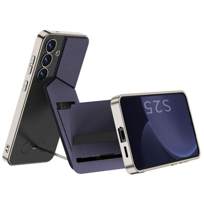 For Samsung Galaxy S25 5G GKK Rotor Bracket Recessed Card Bag Full Coverage Phone Case(Purple)