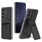 For Samsung Galaxy S25 5G GKK Rotor Bracket Recessed Card Bag Full Coverage Phone Case(Black)