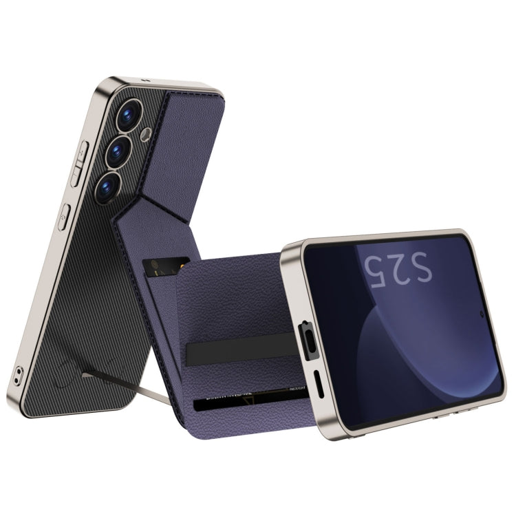For Samsung Galaxy S25 5G GKK Rotor Bracket Recessed Card Bag Full Coverage Phone Case(Grey)