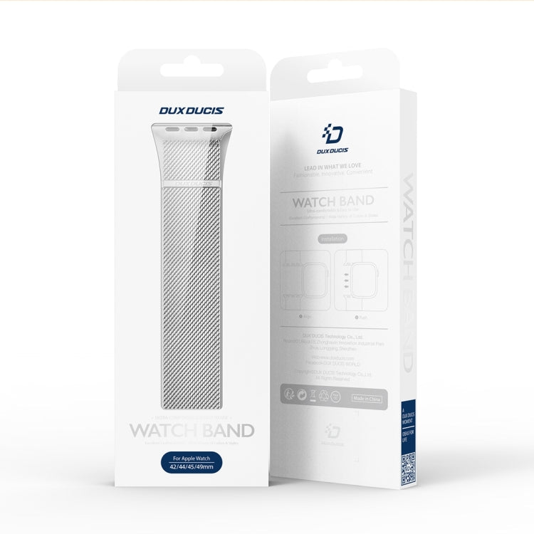 For Apple Watch Series 8 45mm DUX DUCIS Milanese Pro Series Stainless Steel Watch Band(Silver)