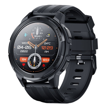 Montre connectée d'extérieur LEMFO C25 avec écran rond HD de 1,43 pouces, prend en charge la détection d'oxygène dans le sang et le rappel sédentaire (Noir Gris)