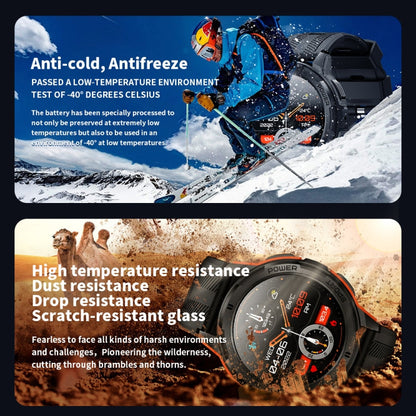 LEMFO C25 1.43 inch HD Round Screen Outdoor Smart Watch Supports Blood Oxygen Detection/Sedentary Reminder(Black Orange)