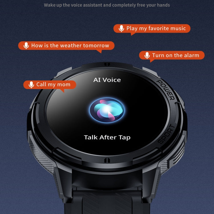 Montre connectée d'extérieur LEMFO C25 avec écran rond HD de 1,43 pouces, prend en charge la détection d'oxygène dans le sang et le rappel sédentaire (Noir Gris)