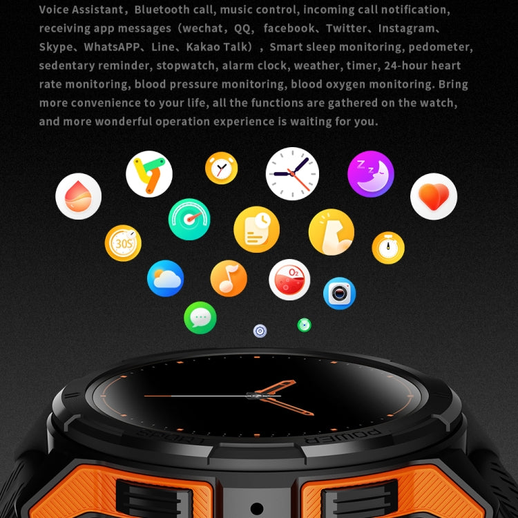 Montre connectée d'extérieur LEMFO C25 avec écran rond HD de 1,43 pouces, prend en charge la détection d'oxygène dans le sang et le rappel sédentaire (Noir Gris)