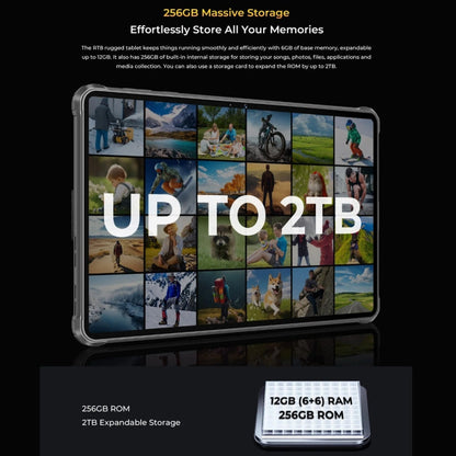 [Entrepôt HK] OUKITEL RT8 Tablette Durcie 4G IP68/IP69K, 6 Go+256 Go, Android 13 11 Pouces MediaTek Helio G99 Quad Core Double SIM, Prise UE (Noir)