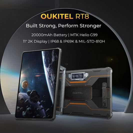 [Entrepôt HK] OUKITEL RT8 Tablette Durcie 4G IP68/IP69K, 6 Go+256 Go, Android 13 11 Pouces MediaTek Helio G99 Quad Core Double SIM, Prise UE (Noir)