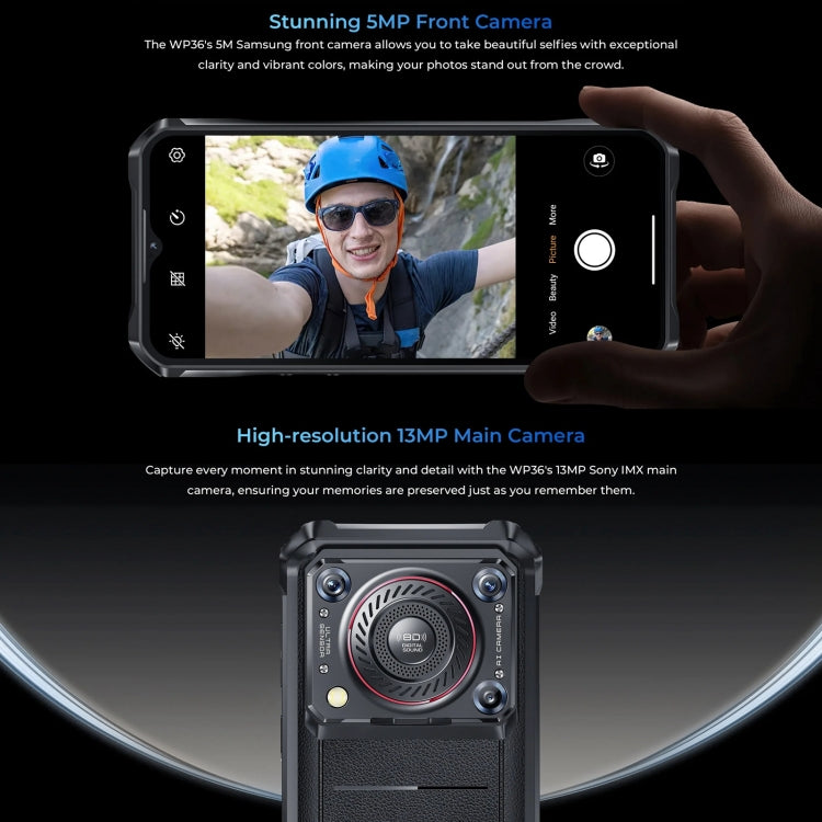 [HK Warehouse] Oukitel WP36, 8GB+128GB, IP68/IP69K, Fingerprint Identification, 10600mAh, 6.52 inch MediaTek MT8788 Octa Core, NFC, OTG, Network: 4G(Black)