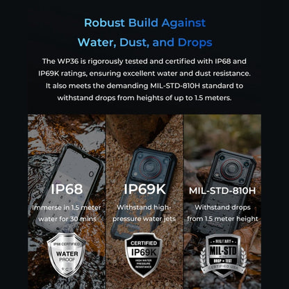 [HK Warehouse] Oukitel WP36, 8GB+128GB, IP68/IP69K, Fingerprint Identification, 10600mAh, 6.52 inch MediaTek MT8788 Octa Core, NFC, OTG, Network: 4G(Black)