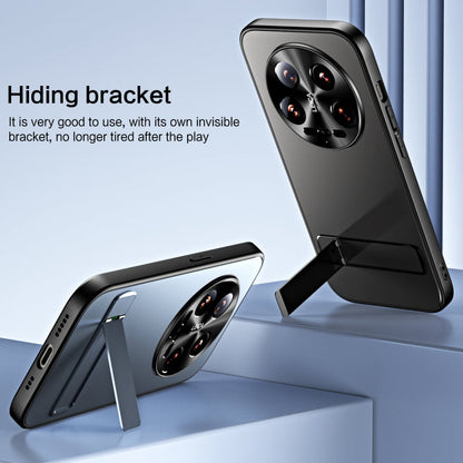 For Xiaomi 14 Ultra R-JUST RJ-61 Electroplating Frosted TPU + PC Phone Case with Holder(Silver)