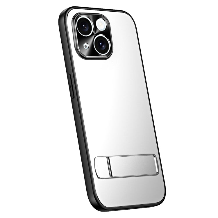 Pour iPhone 15 Coque de téléphone R-JUST RJ-61 en TPU givré galvanisé + PC avec support (Argent)