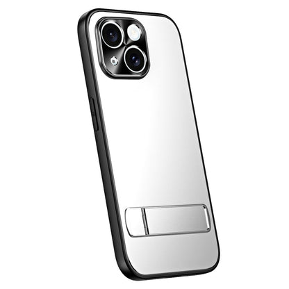 Pour iPhone 15 Coque de téléphone R-JUST RJ-61 en TPU givré galvanisé + PC avec support (Argent)