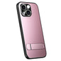 For iPhone 15 R-JUST RJ-61 Electroplating Frosted TPU + PC Phone Case with Holder(Pink)
