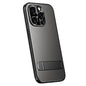 For iPhone 14 Pro R-JUST RJ-61 Electroplating Frosted TPU + PC Phone Case with Holder(Grey)