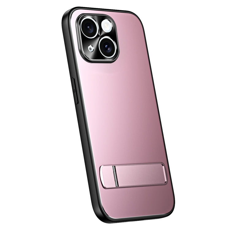 For iPhone 14 R-JUST RJ-61 Electroplating Frosted TPU + PC Phone Case with Holder(Pink)