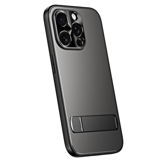 Pour iPhone 13 Pro Max Coque de téléphone R-JUST RJ-61 en TPU givré galvanisé + PC avec support (gris)