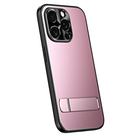 Pour iPhone 13 Pro Max Coque de téléphone R-JUST RJ-61 en TPU givré et PC galvanisé avec support (rose)