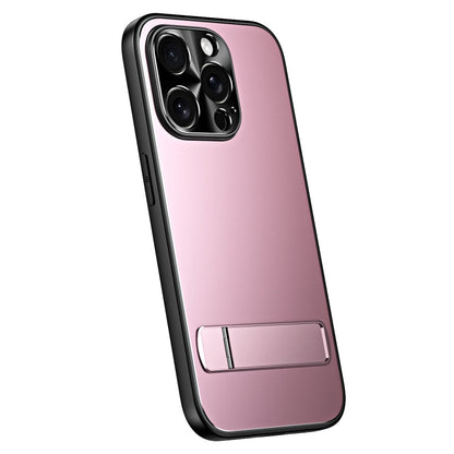 For iPhone 13 Pro R-JUST RJ-61 Electroplating Frosted TPU + PC Phone Case with Holder(Pink)