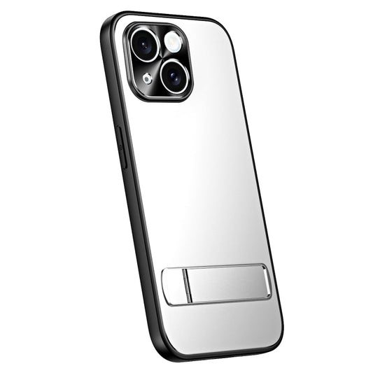 Pour iPhone 13 R-JUST RJ-61 Coque de téléphone en TPU dépoli galvanisé + PC avec support (Argent)