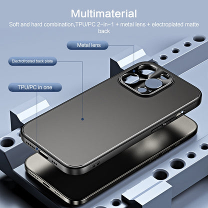 For iPhone 13 Pro Max R-JUST RJ-61 Electroplating Frosted TPU + PC Phone Case with Holder(Blue)