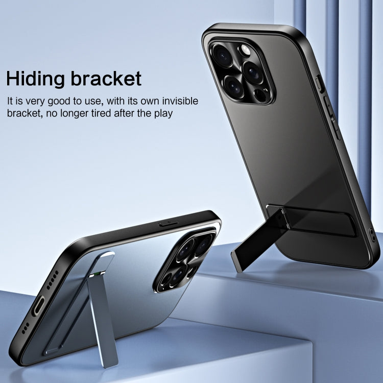 For iPhone 15 R-JUST RJ-61 Electroplating Frosted TPU + PC Phone Case with Holder(Grey)