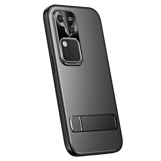 For vivo S18 Pro R-JUST RJ-61 Electroplating Frosted TPU + PC Phone Case with Holder(Grey)