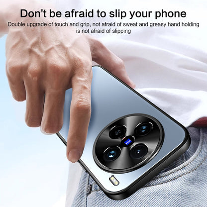 Pour la coque de téléphone vivo X100 / X100 Pro R-JUST RJ-61 en TPU givré galvanisé + PC avec support (argent)